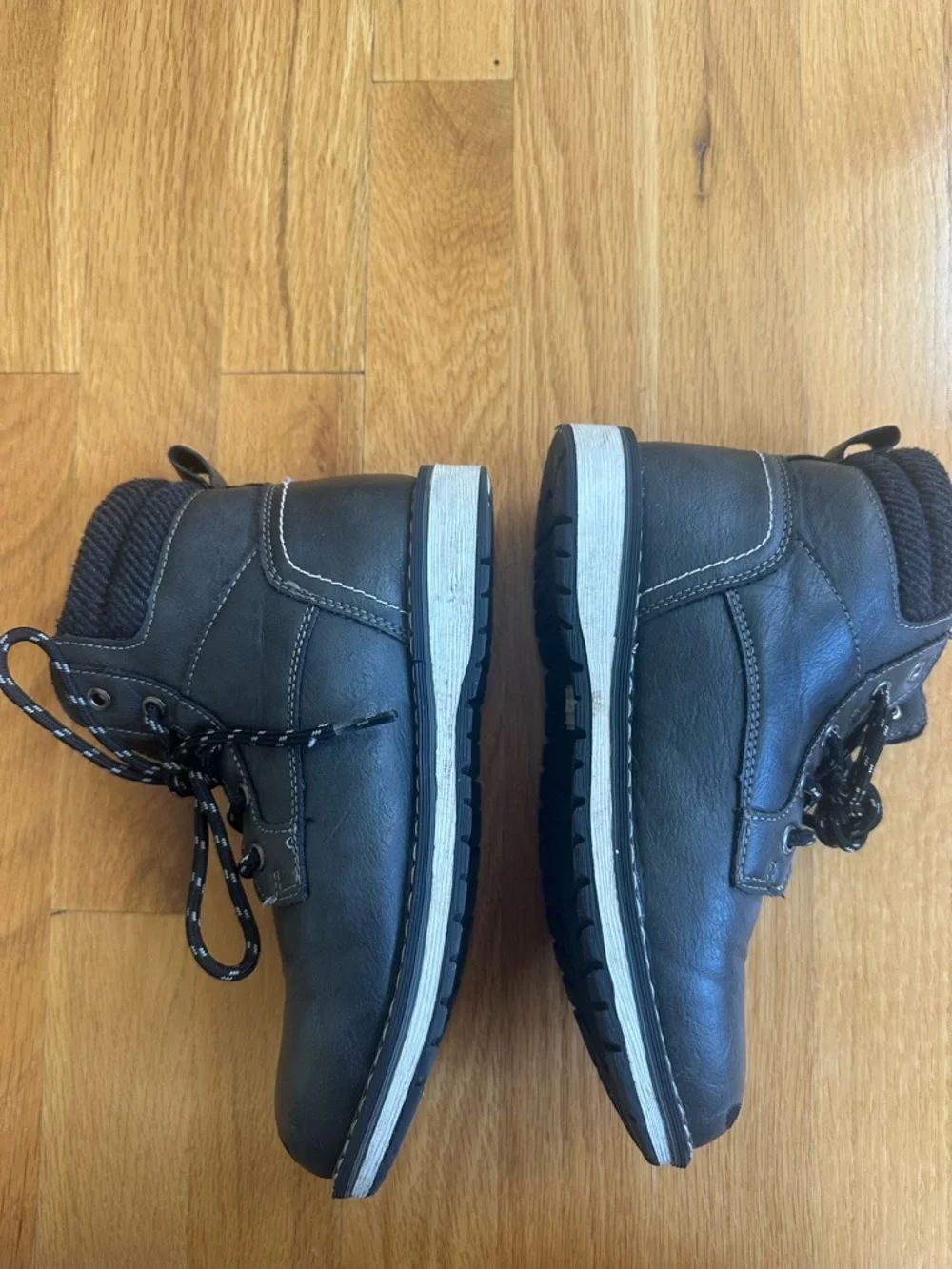 Kids Black Lace-Up Hiking Boots with Padded Collar